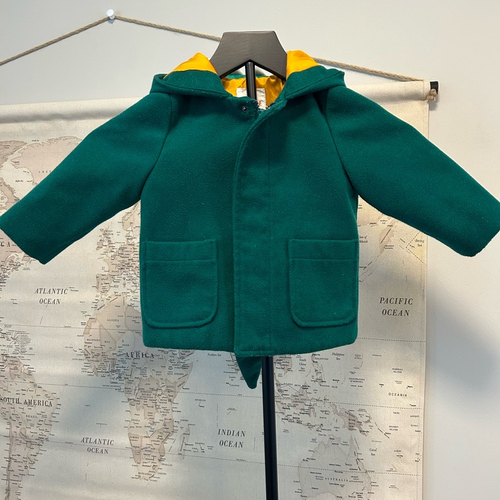 Cat & Jack Dinosaur Green Pea Coat – Toddler 12M 🦖 Halloween Costume Winter Coat